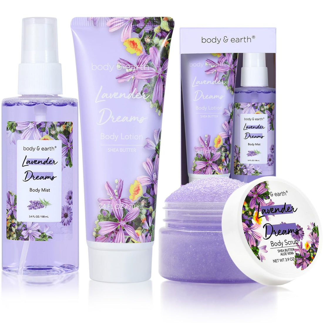 Body & Earth Inc Body Spa Gift Sets for Women Gift with Perfumn Mist, Body Lotion, and Body Scrub