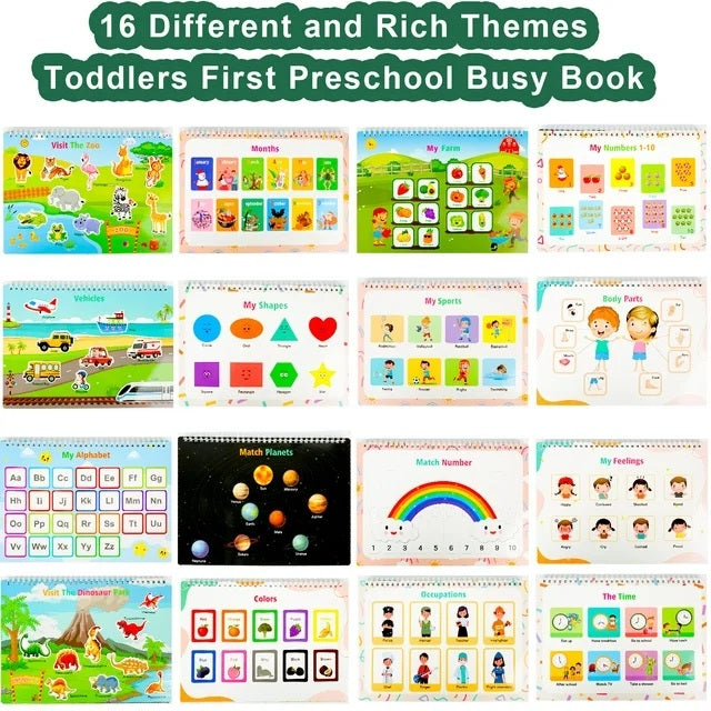 Body &amp; Earth Inc Busy Book for Toddlers 1-4, 16 Themes Preschool Learning Activities Montessori Toys