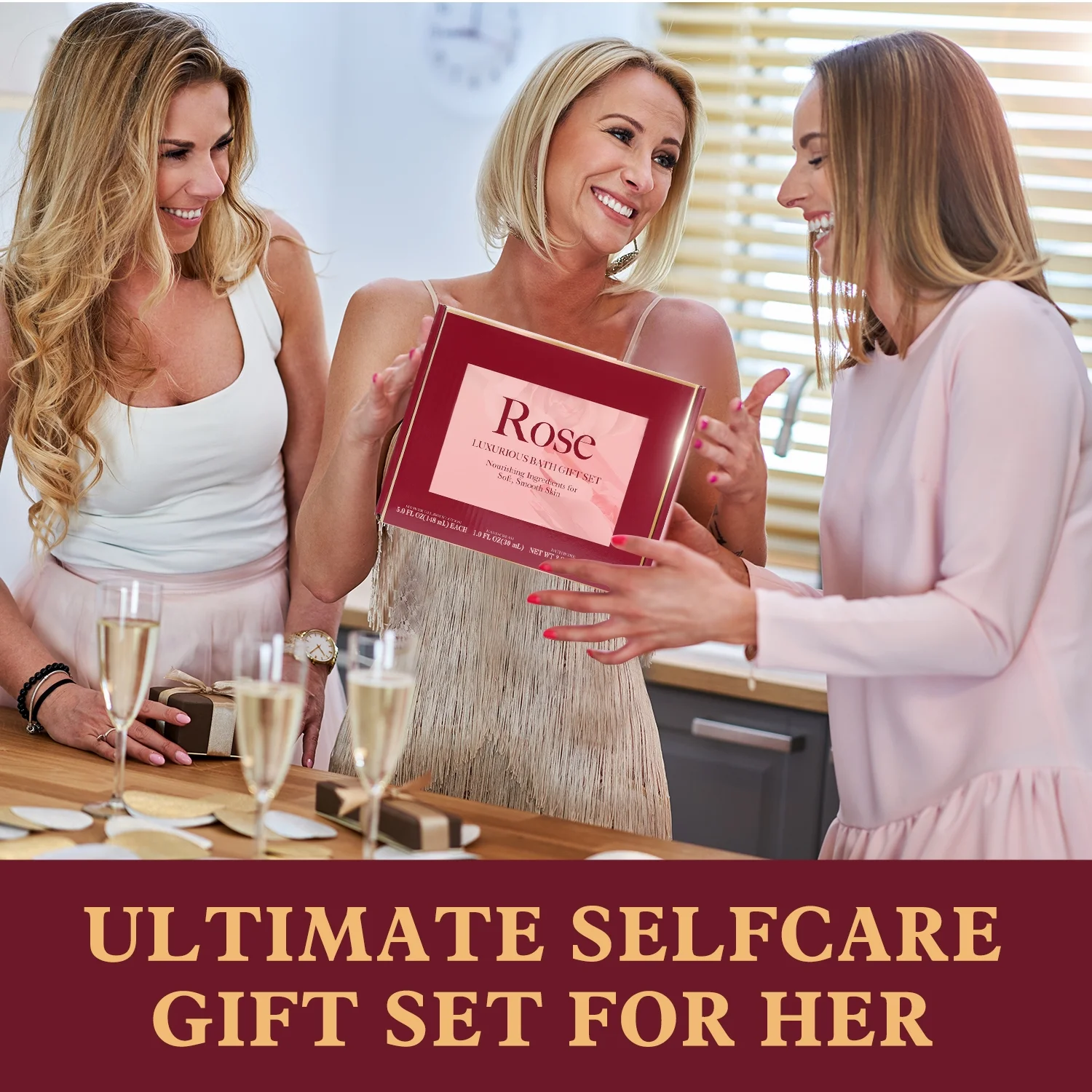 Body &amp; Earth Inc Green Canyon Spa Gift Sets for Women, 6Pcs Rose Bath Kits with Tumbler, Birthday Box Gifts for Her