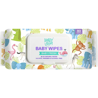 Body &amp; Earth Inc HAPPY BUM Baby Wet Wipes, Baby Water Wipes Unscented, 8 Packs, 640 Count