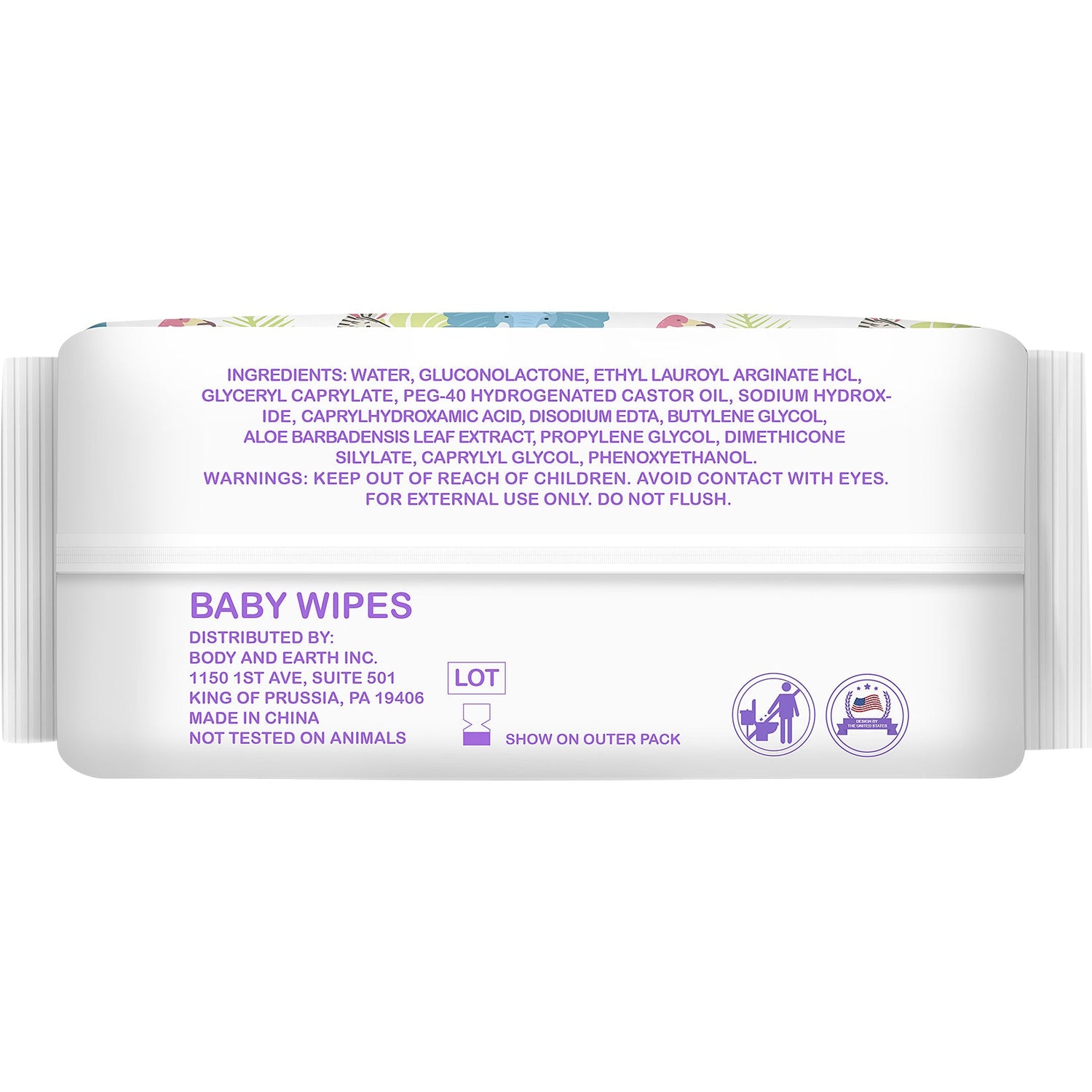 Body &amp; Earth Inc HAPPY BUM Baby Wet Wipes, Baby Water Wipes Unscented, 8 Packs, 640 Count