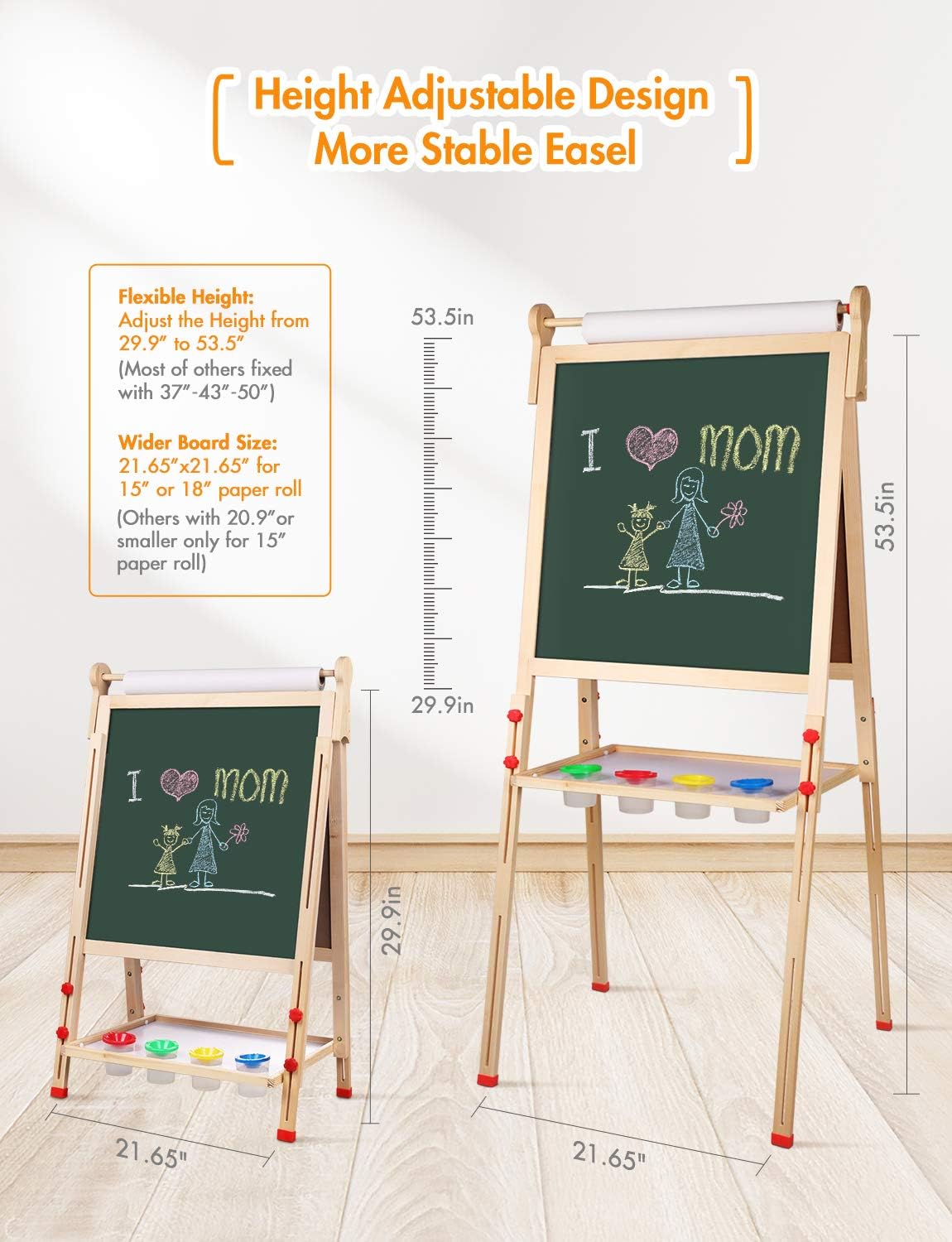 Body &amp; Earth Inc Kids Easel Wooden Children Art Easel Paper Roll