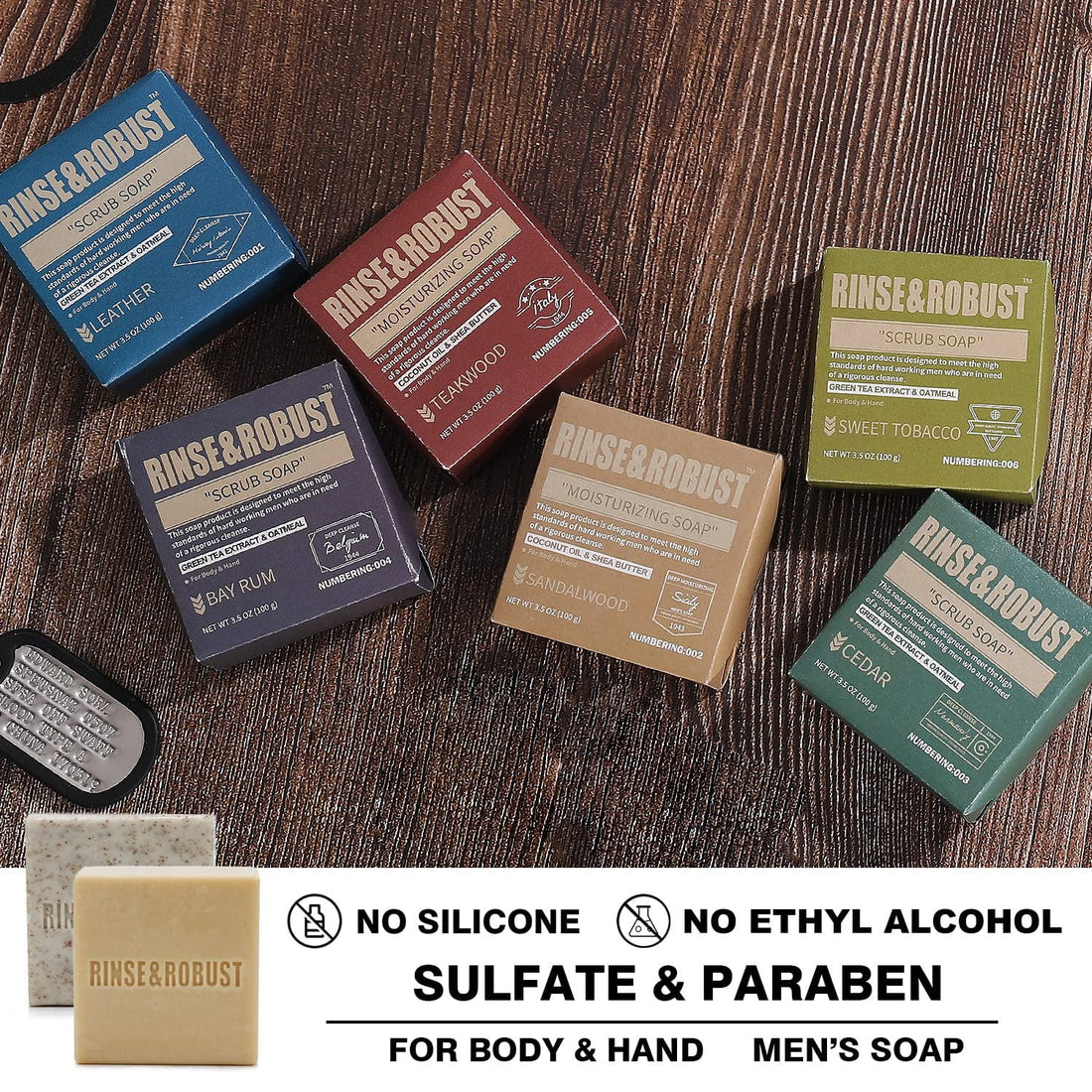 Body & Earth Inc Mens Bar Soap Bath Set- 6Pcs