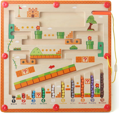 Body &amp; Earth Inc Montessori Wooden Toddler Magnet Puzzle Game Board