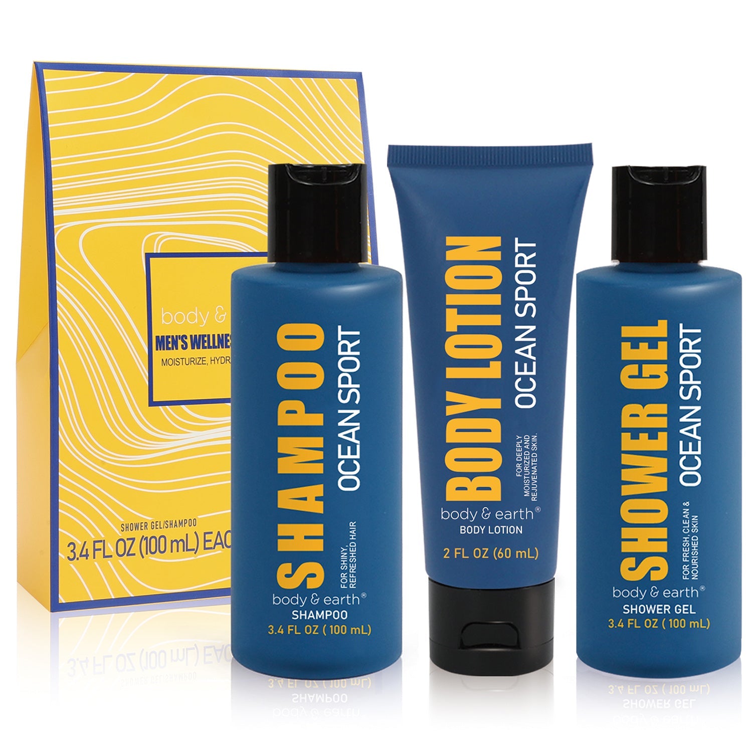 Body &amp; Earth Inc Ocean Sport Fresh Body Wash &amp; Lotion &amp; Shampoo for Men Birthday Gifts