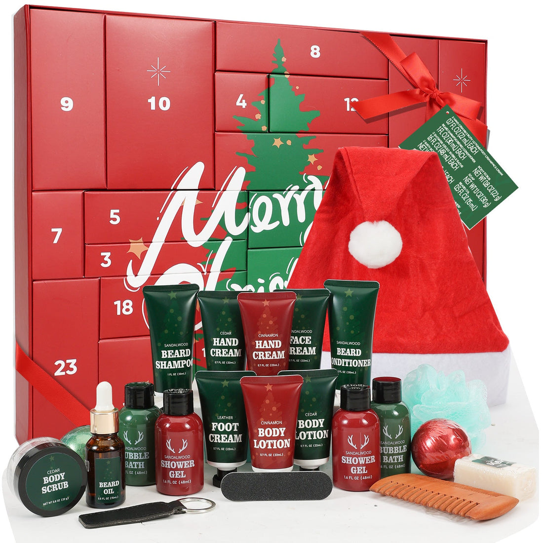 Body & Earth Inc Rinse & Robust Advent Calendar 2025, 24 Pcs Bath and Body Christmas Gift Sets for Men Grooming