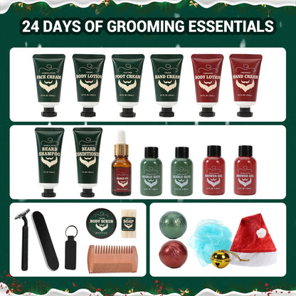 Body &amp; Earth Inc Rinse &amp; Robust Beard Grooming Advent Calendar 2025 for Men Christmas Gift Sets