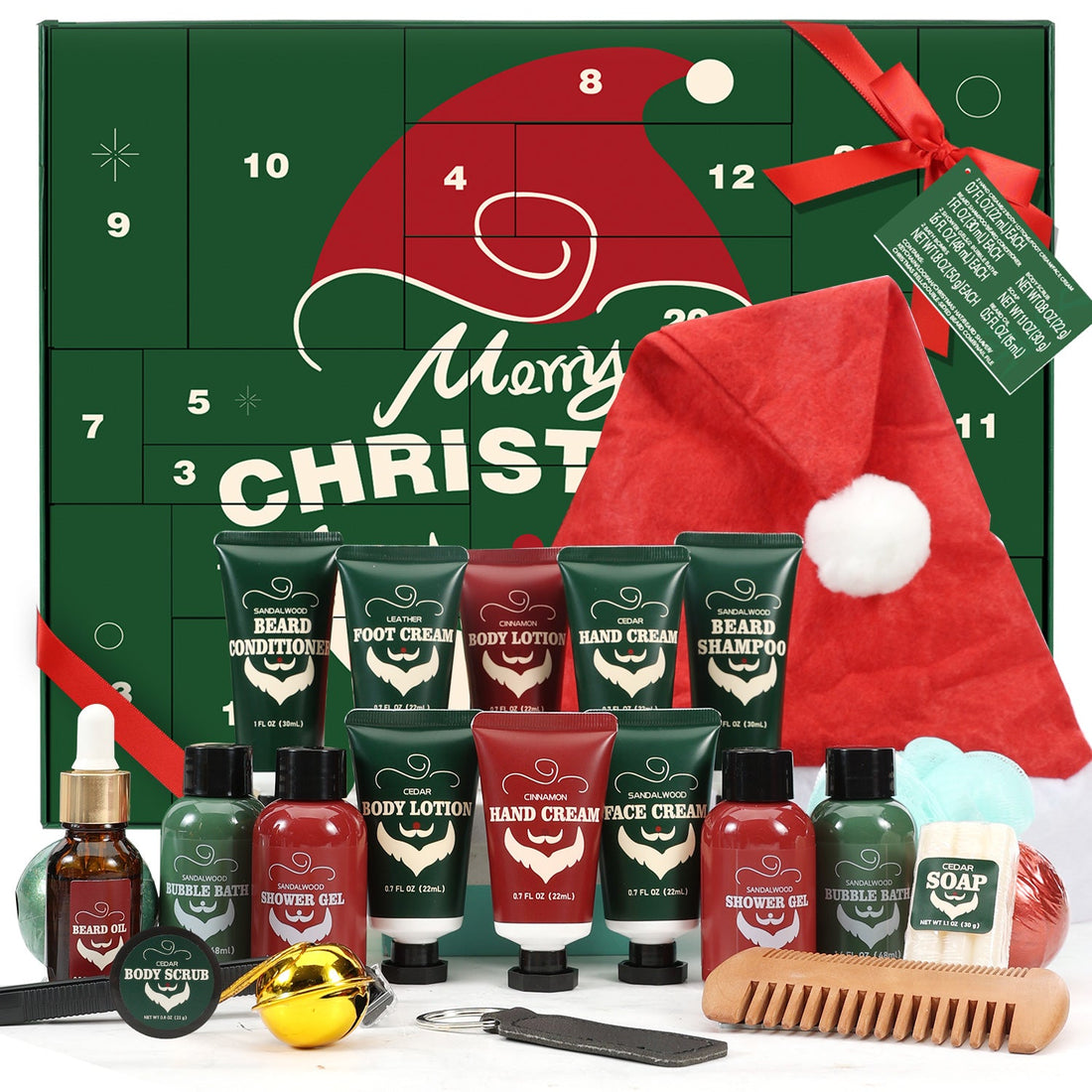 Body &amp; Earth Inc Rinse &amp; Robust Beard Grooming Advent Calendar 2025 for Men Christmas Gift Sets