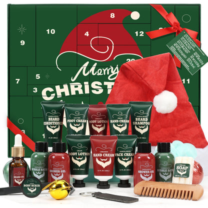 Body &amp; Earth Inc Rinse &amp; Robust Beard Grooming Advent Calendar 2025 for Men Christmas Gift Sets