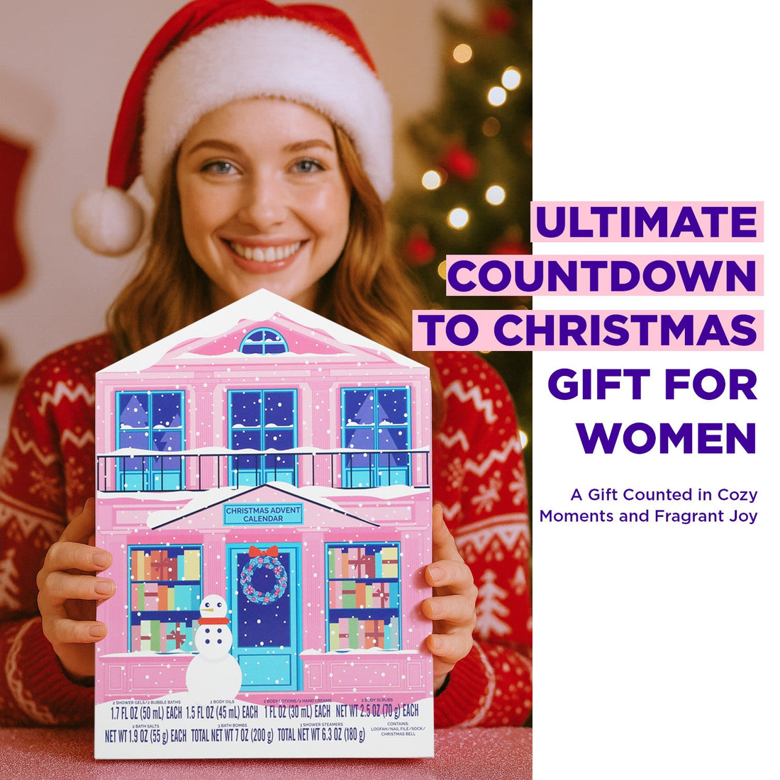 Body &amp; Earth Inc Spa Luxetique 2025 Advent Calendar, 24 Days Bath and Body Christmas Gifts Sets for Women Surprise
