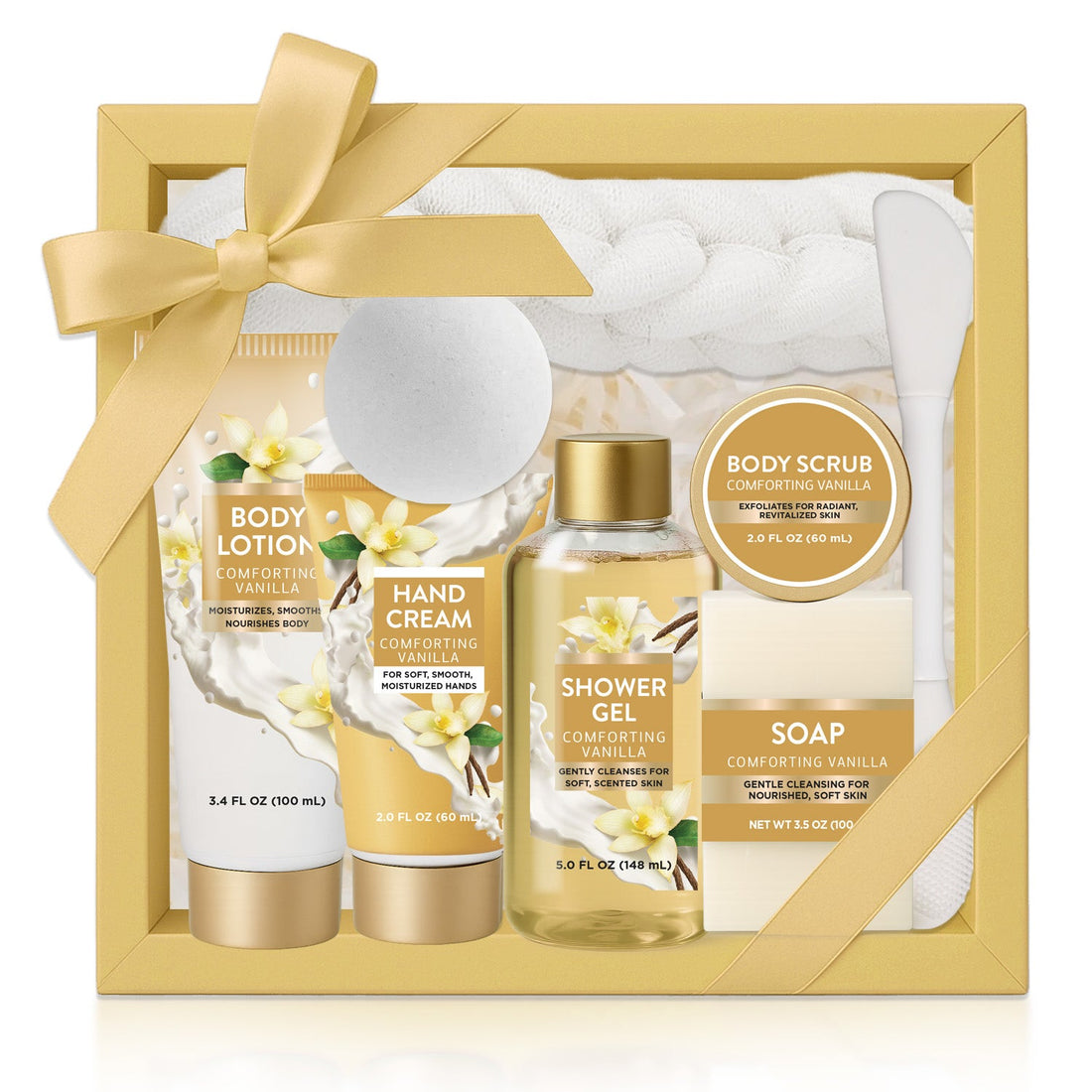 Body & Earth Inc Spa Luxetique Bath and Body Gift Sets for Women, 8 Pcs Vanilla Scent Self Care Kits