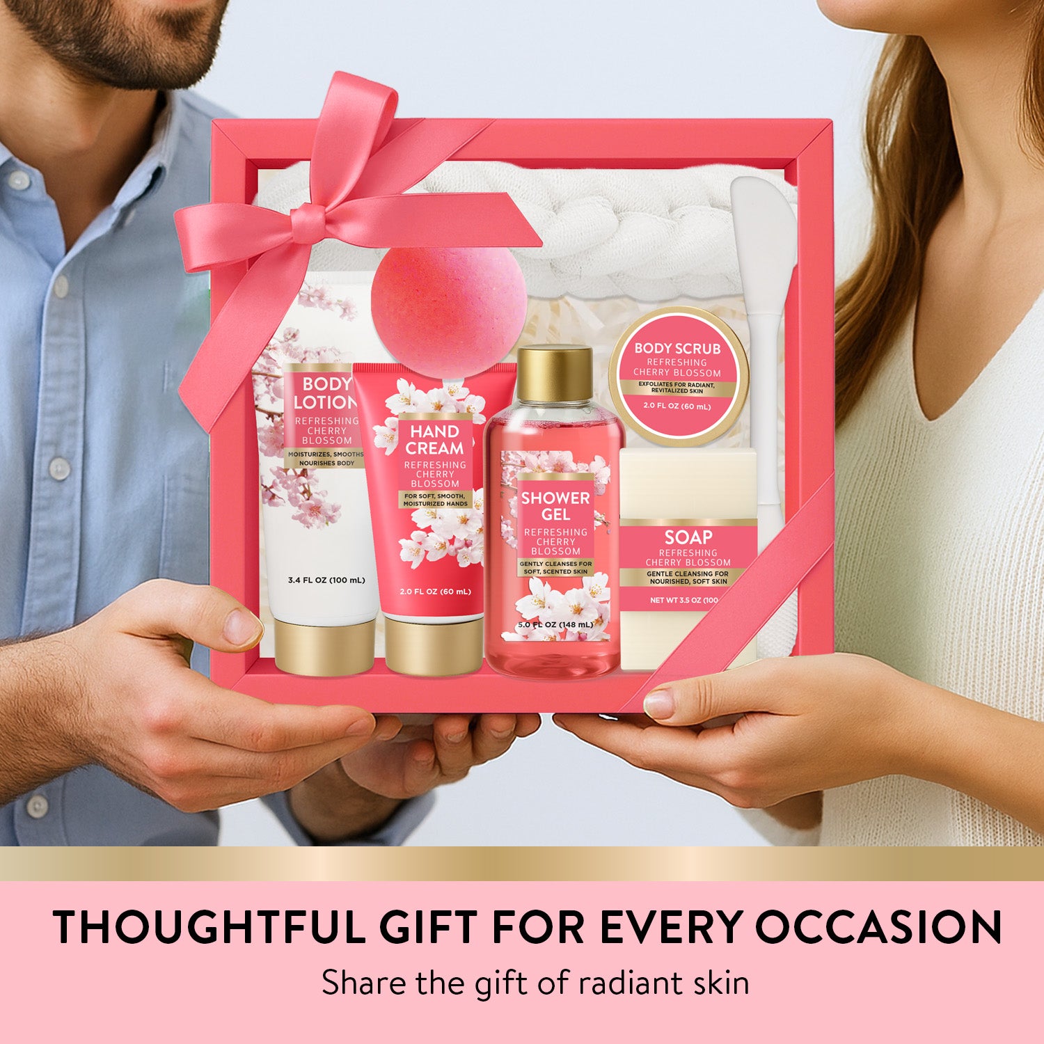 Body &amp; Earth Inc Spa Luxetique Bath Gift Sets for Women, 8 Pcs Cherry Blossom Birthday Gifts for Her
