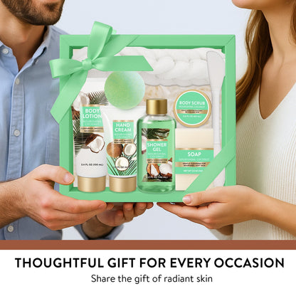 Body &amp; Earth Inc Spa Luxetique Bath Sets, Coconut Birthday Gifts for Women Pampering, 8 Pcs