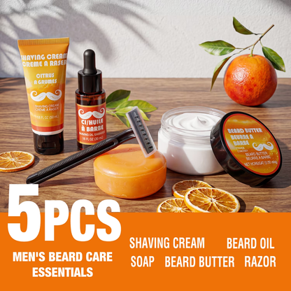 Rinse &amp; Robust Beard Kits for Men, Citrus Beard Grooming Sets with Beard Oil &amp; Soap
