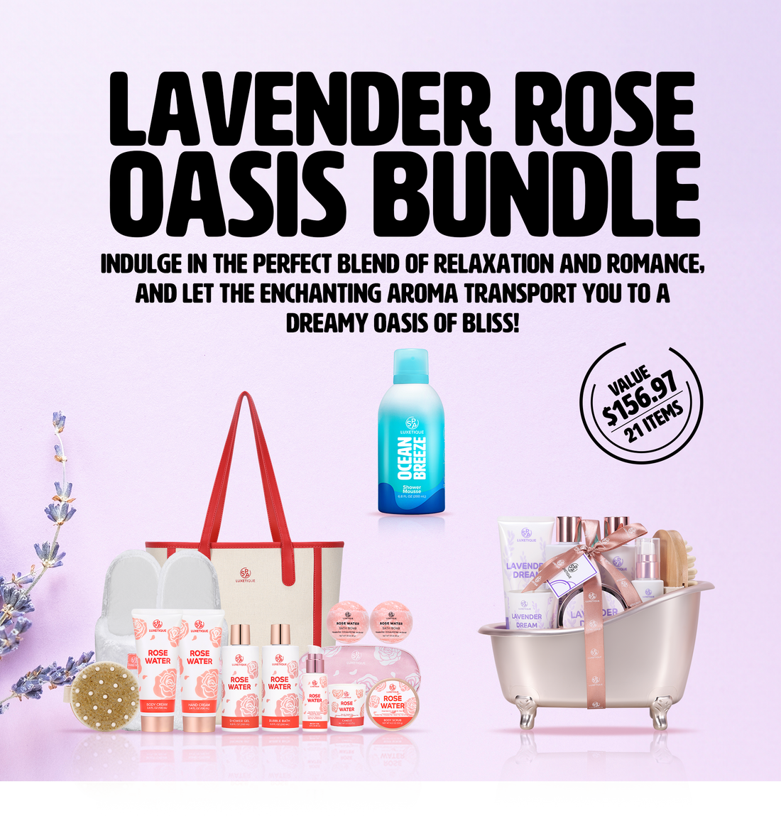 Spa Luxetique Copy of Lavender Rose Oasis Gift Sets Bundle Greeting Card