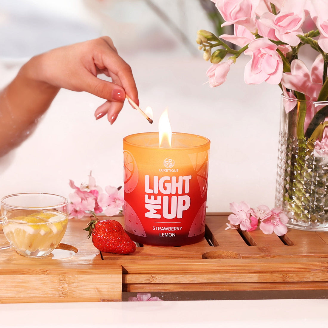 Spa Luxetique Scented Candle Strawberry Lemon Candle