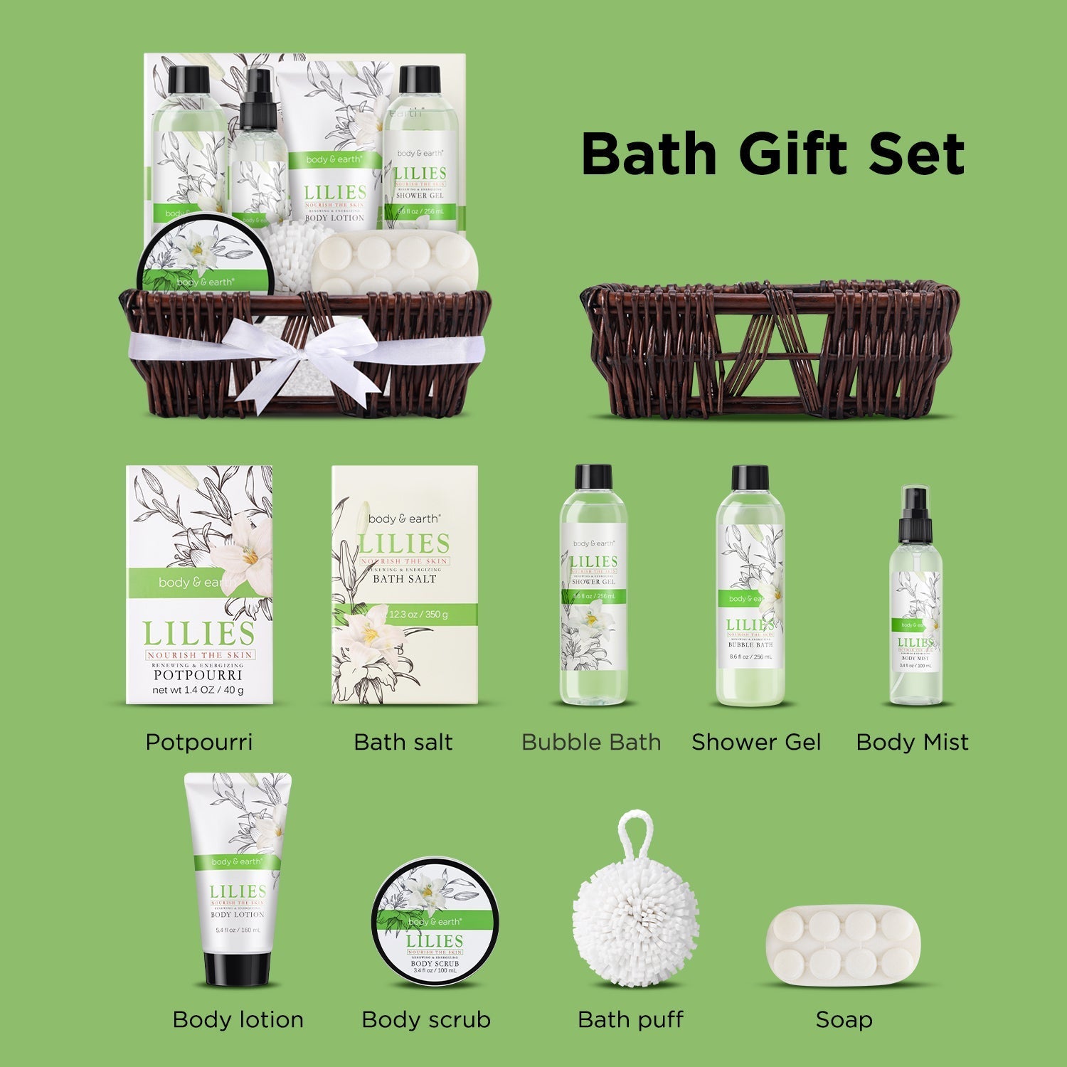 Body &amp; Earth Gift Sets Lily Gift Baskets