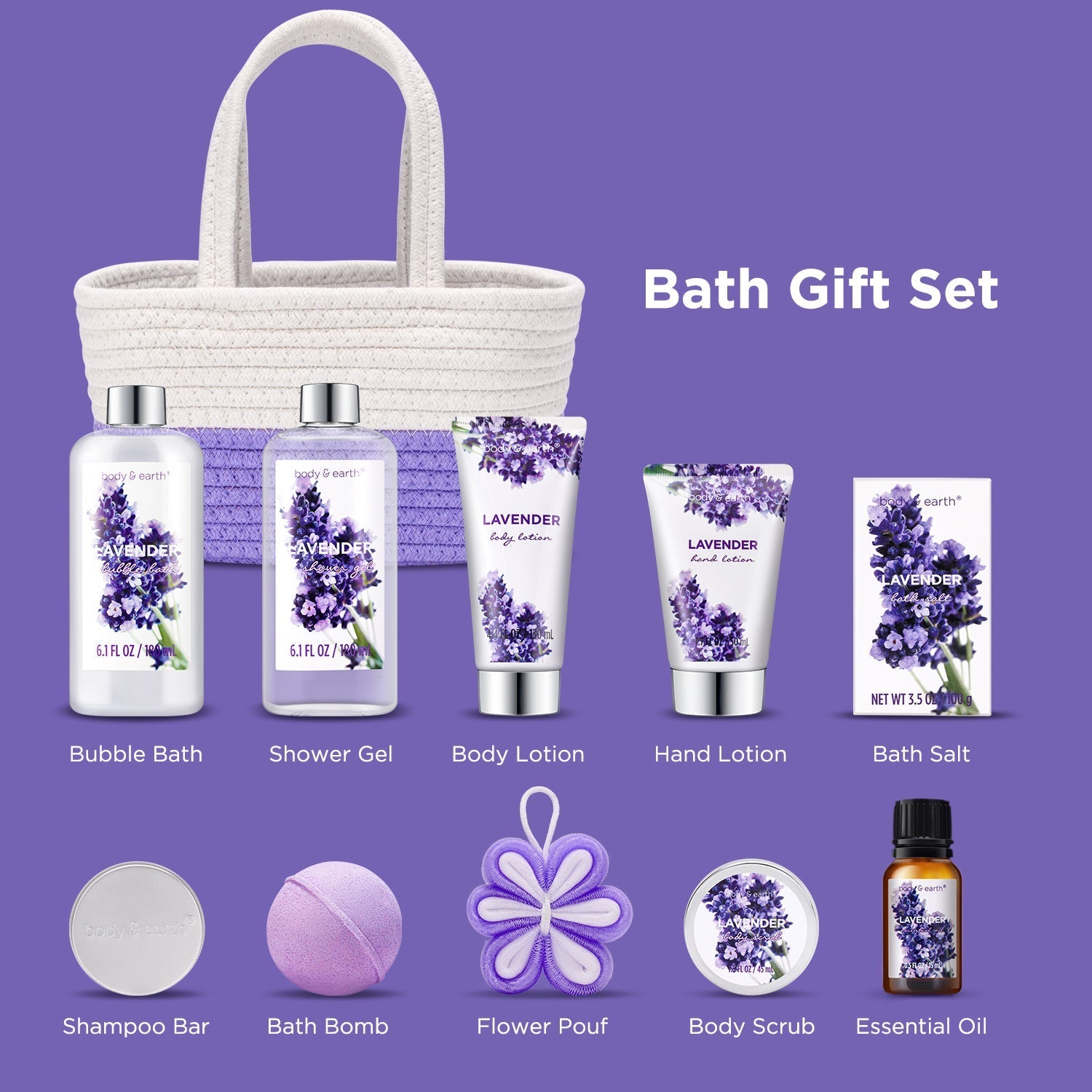 Body &amp; Earth Inc Gift Sets Lavender Spa Gift Basket