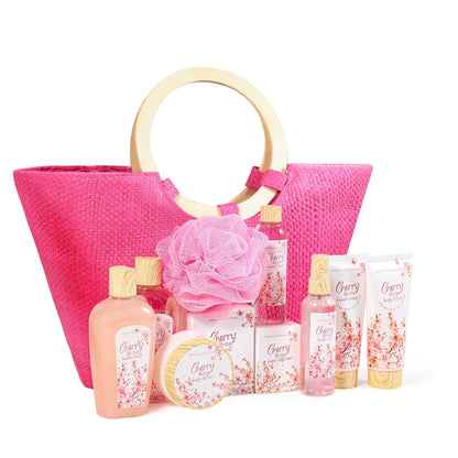 Green Canyon Spa Gift Sets Cherry Blossom Everyday Bath Set Tote