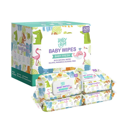 Happy Bum Baby Care Water Baby Wipes-4 packs