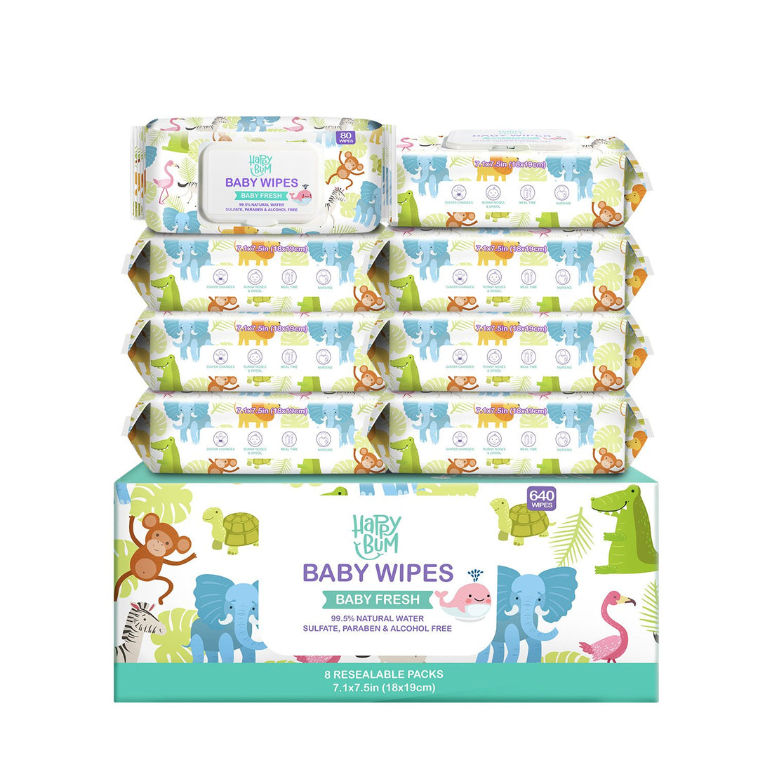Happy Bum Baby Care Water Baby Wipes-8 packs