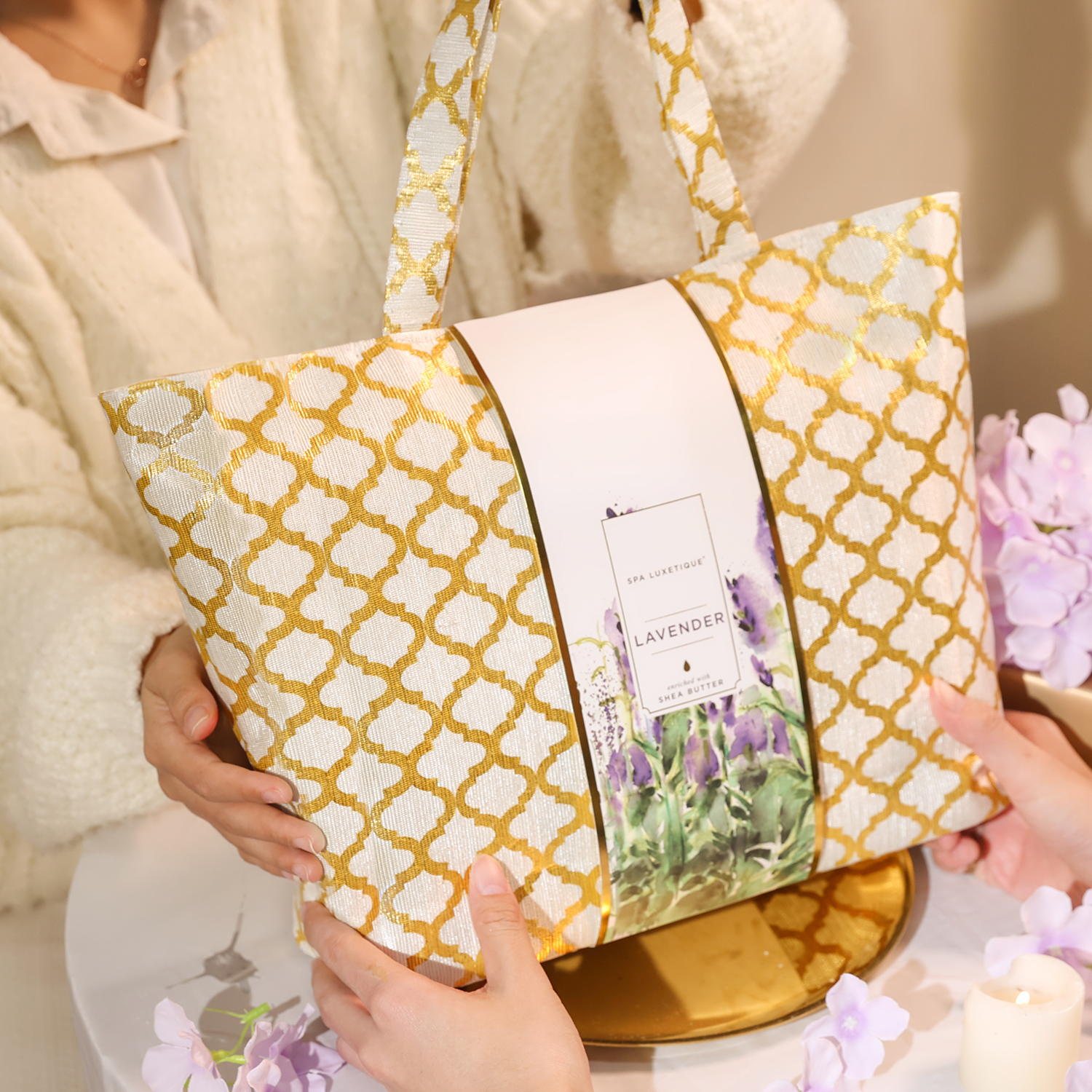 Spa Luxetique Gift Sets Lavender Fashion Bath Set Tote