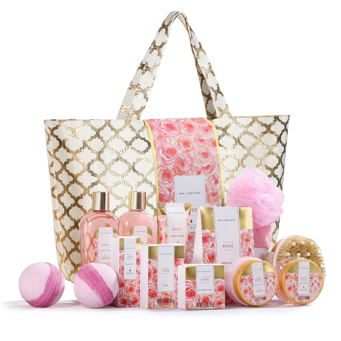 Spa Luxetique Gift Sets Rose Fashion Bath Set Tote