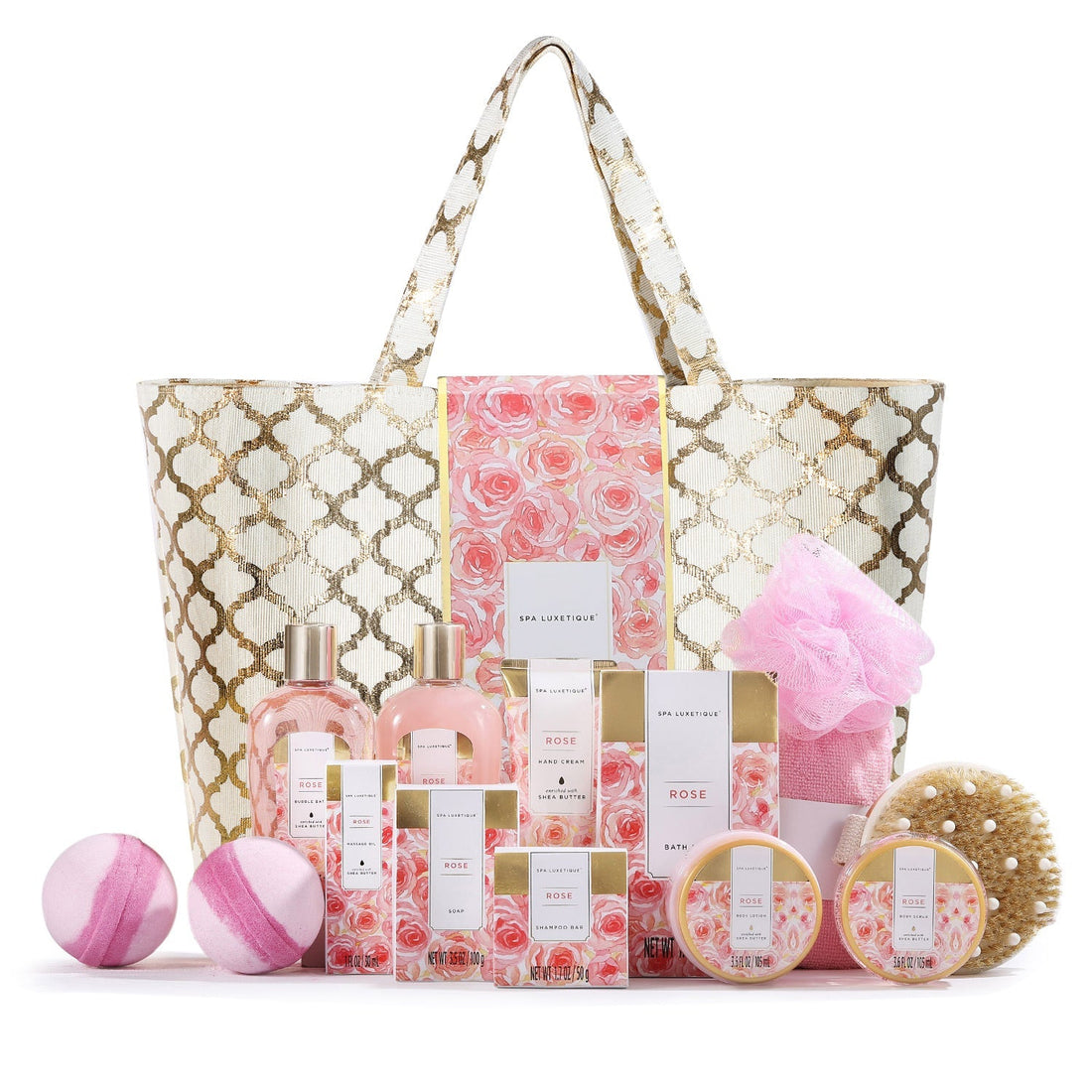 Spa Luxetique Gift Sets Rose Fashion Bath Set Tote